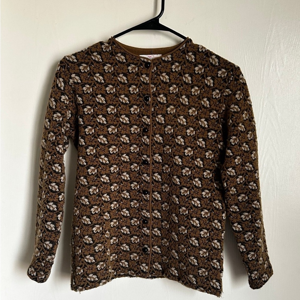 Jantzen Brown and Cream Floral Cardigan